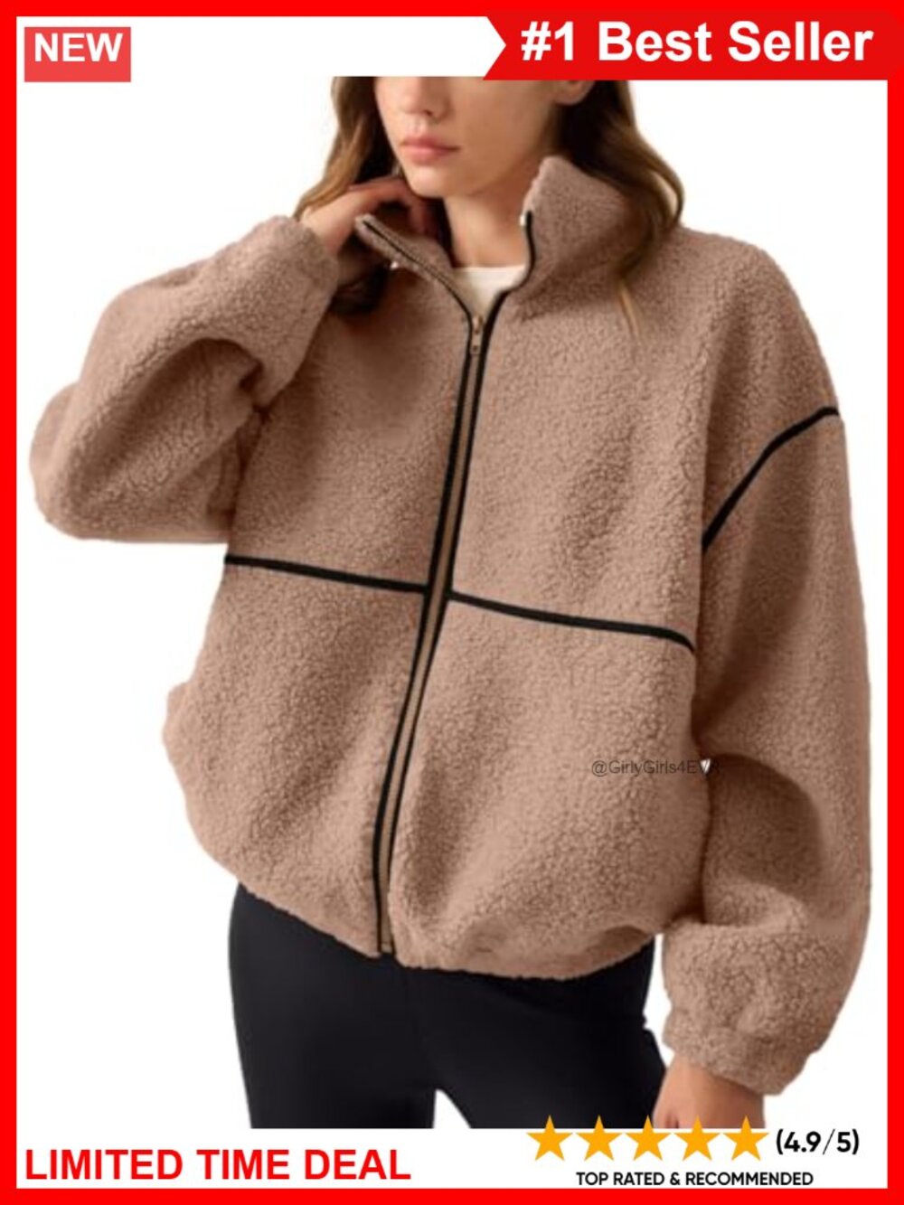 Womens Sherpa Fleece Jacket Zip Up Sweatshirt Winter Warm